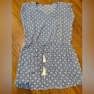 Blue and white geometric print Nuage Bleu dress